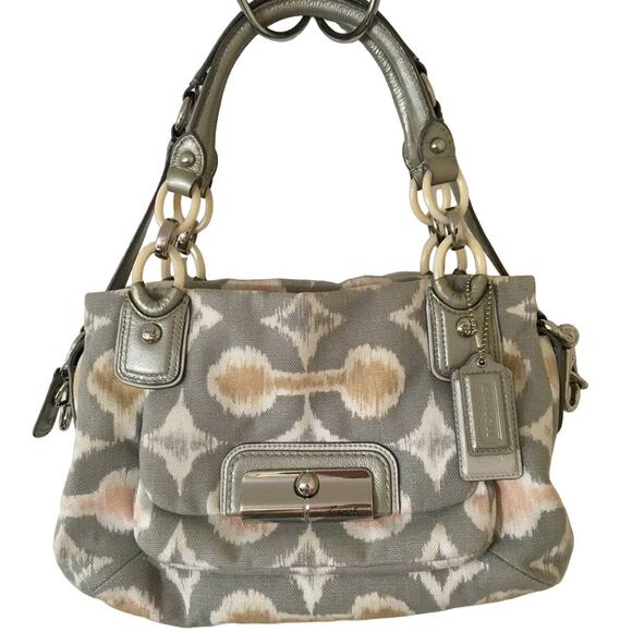 COACH Kristin Op Art i-Cat  #A1126-16940 Hand, Shoulder Bag, Purse Peach & Gray - Picture 1 of 12